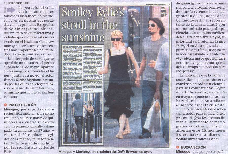 KYLIE MINOGUE Y OLIVIER MARTINEZ EN EL PERIODICO DE CATALUNYA