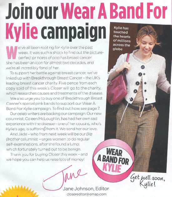 Kylie Minogue en la revista 'CLOSER' del 3 de junio de 2005