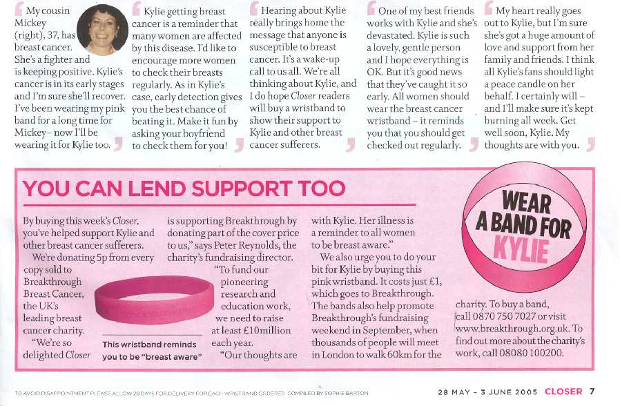Kylie Minogue en la revista 'CLOSER' del 3 de junio de 2005