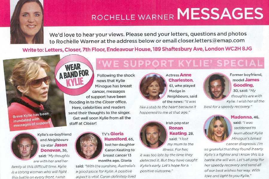 Kylie Minogue en la revista 'CLOSER' del 3 de junio de 2005