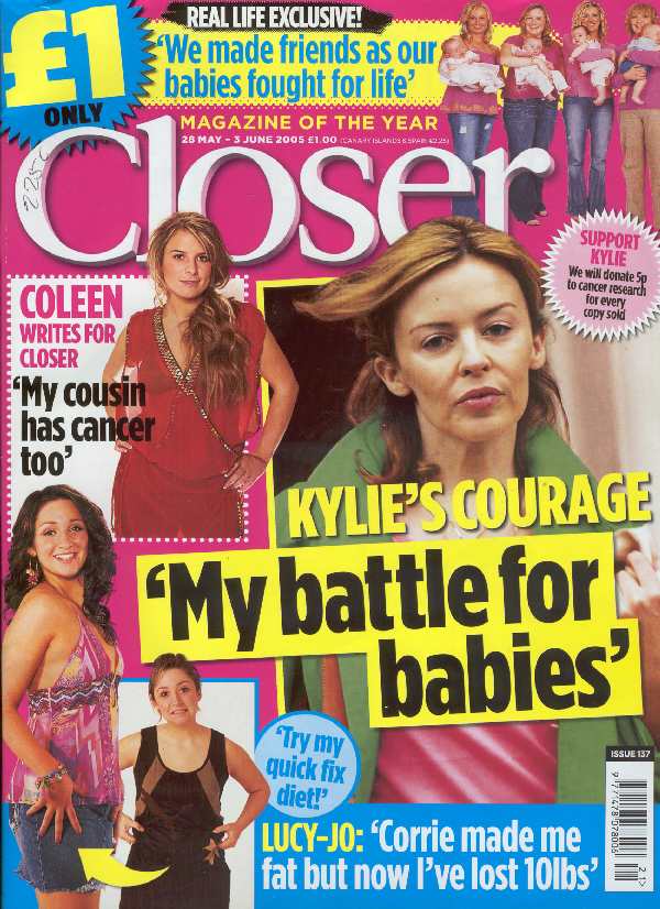 Kylie Minogue en la revista 'CLOSER' del 3 de junio de 2005