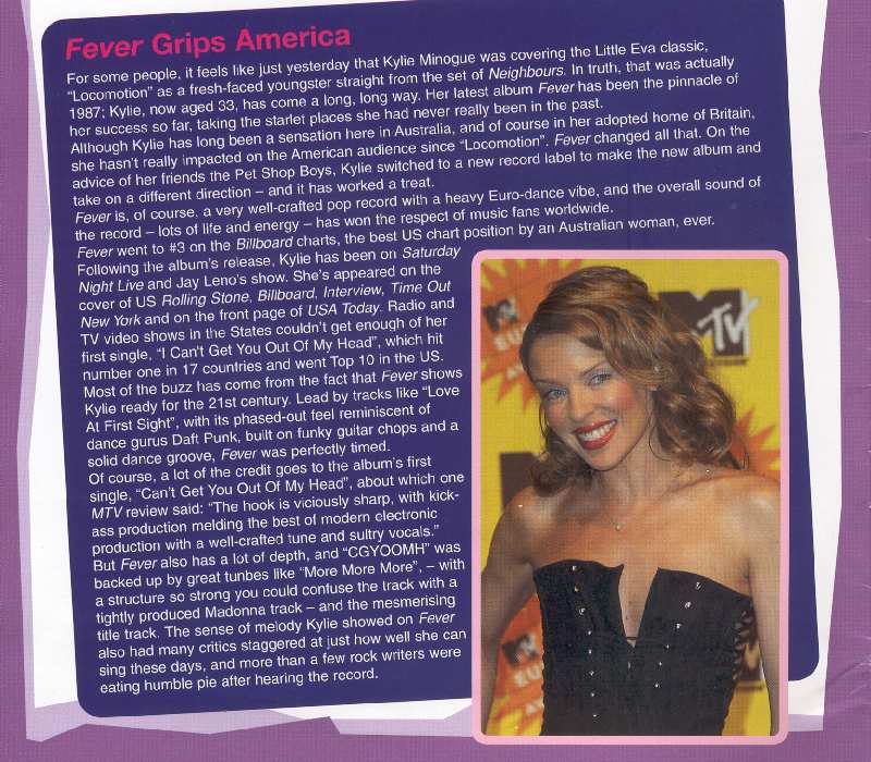 KYLIE MINOGUE. FEVER MAGAZINE