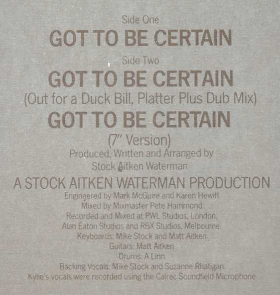 Kylie Minogue. Got To Be Certain