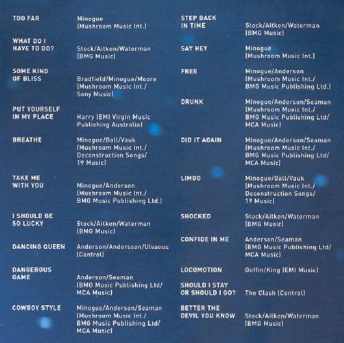 KYLIE MINOGUE: INTIMATE AND LIVE CD