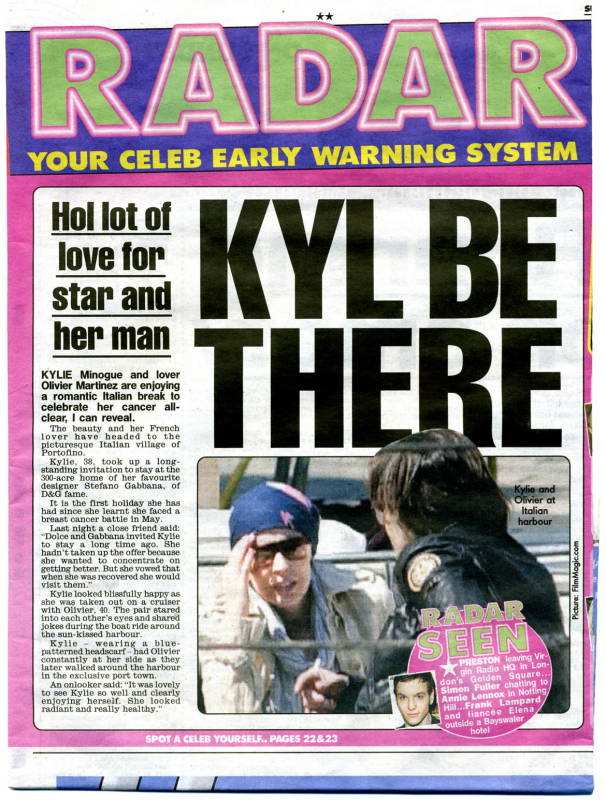 KYLIE MINOGUE Y OLIVIER MARTINEZ EN ITALIA