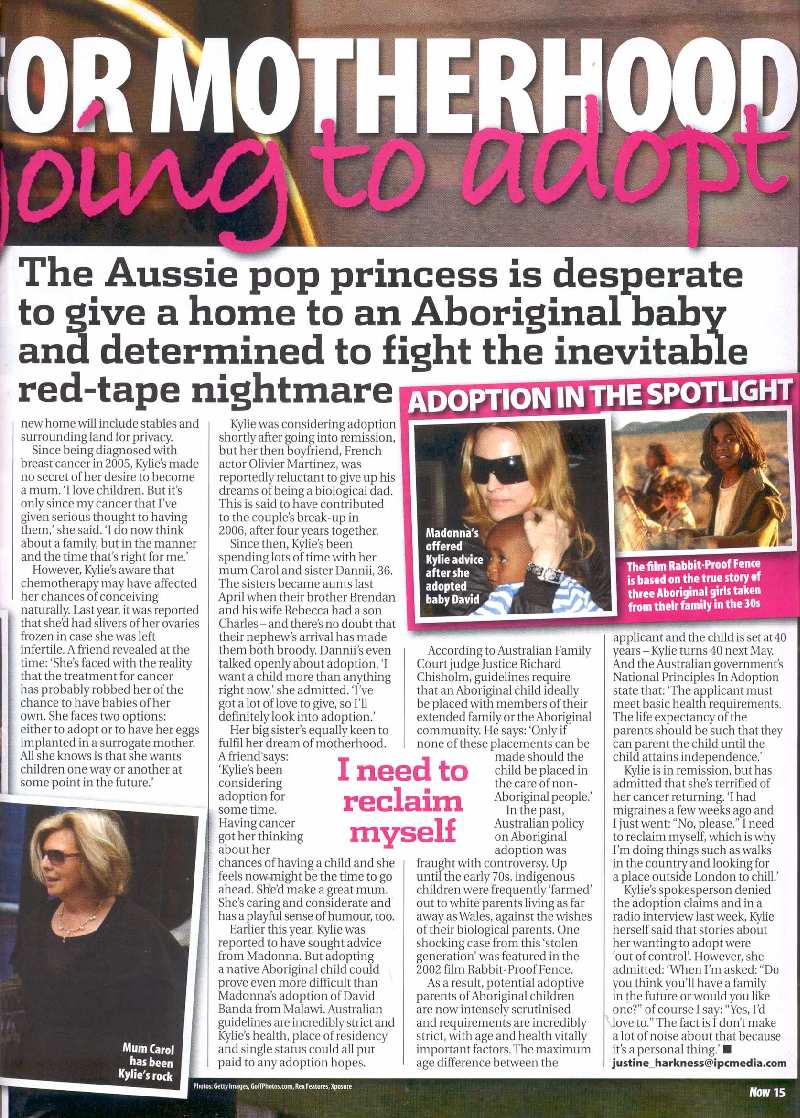 KYLIE MINOGUE EN LA REVISTA NOW DE 26 NOV. 2007