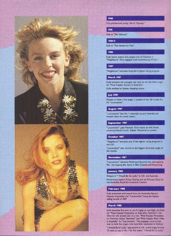 KYLIE MINOGUE 1989 PROGRAM