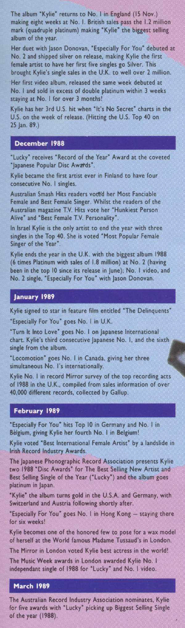KYLIE MINOGUE 1989 PROGRAM