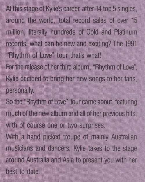 KYLIE MINOGUE 1991 PROGRAM