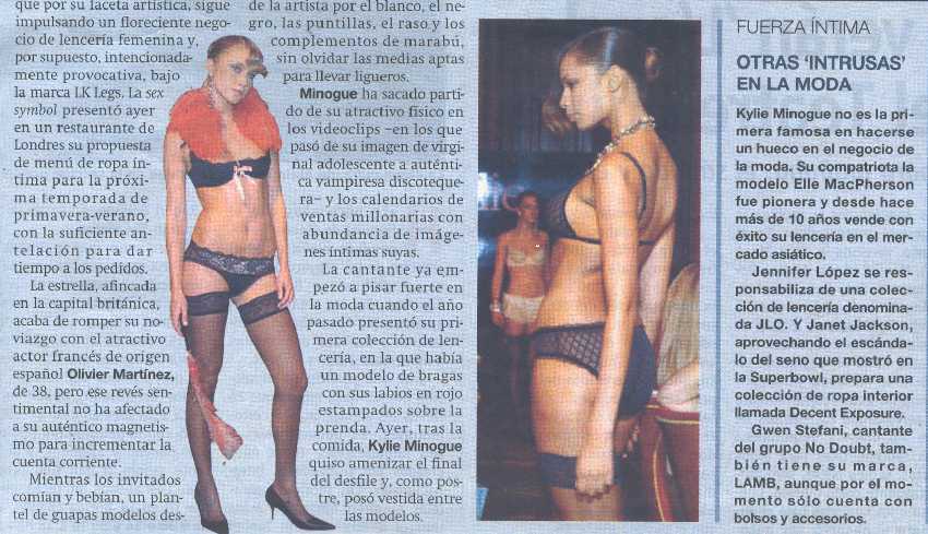 KYLIE MINOGUE. RECORTE DEL PERIODICO DE CATALUNYA