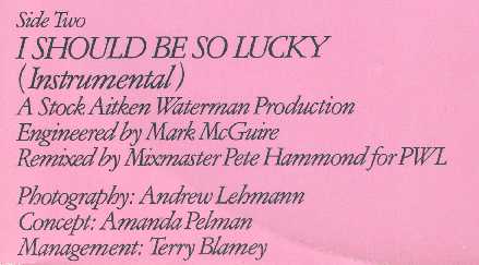 Kylie Minogue. I Should Be So Lucky