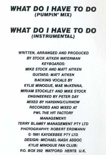 Kylie Minogue. What Do I Have To Do